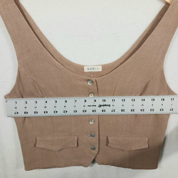 Kori, Women's Linen Blend Vest Button Down Front, Size Large, runs small Boho - Picture 9 of 15